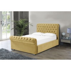 Otneros Velvet Mustard 4ft Small Double Ottoman Bed